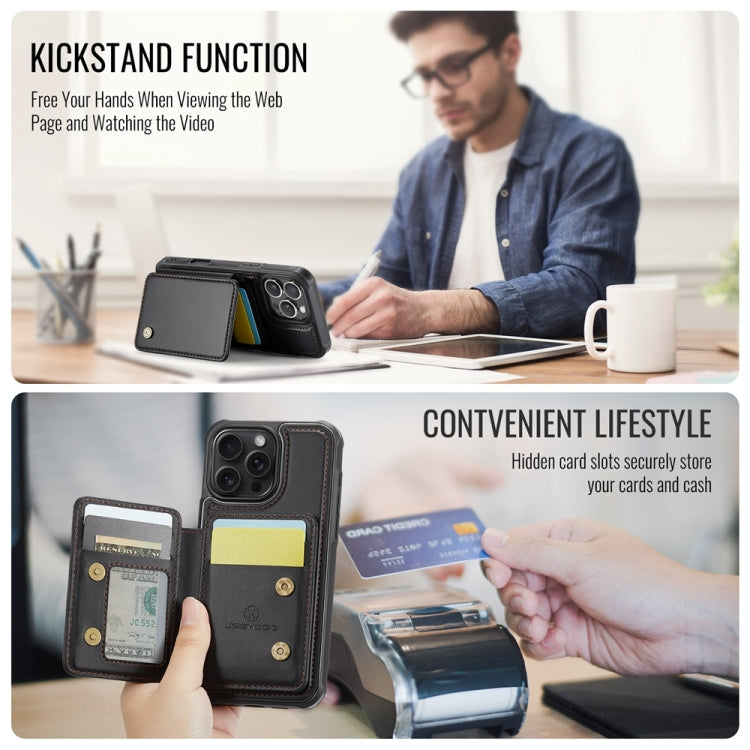 For iPhone 16 Pro Max JEEHOOD J05 Business Magnetic Style RFID Leather Phone Case(Black) - free shipping - PMC Jewellery - Order now!