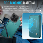 For iPhone 16 Pro Max JEEHOOD J05 Business Magnetic Style RFID Leather Phone Case(Blue Green)