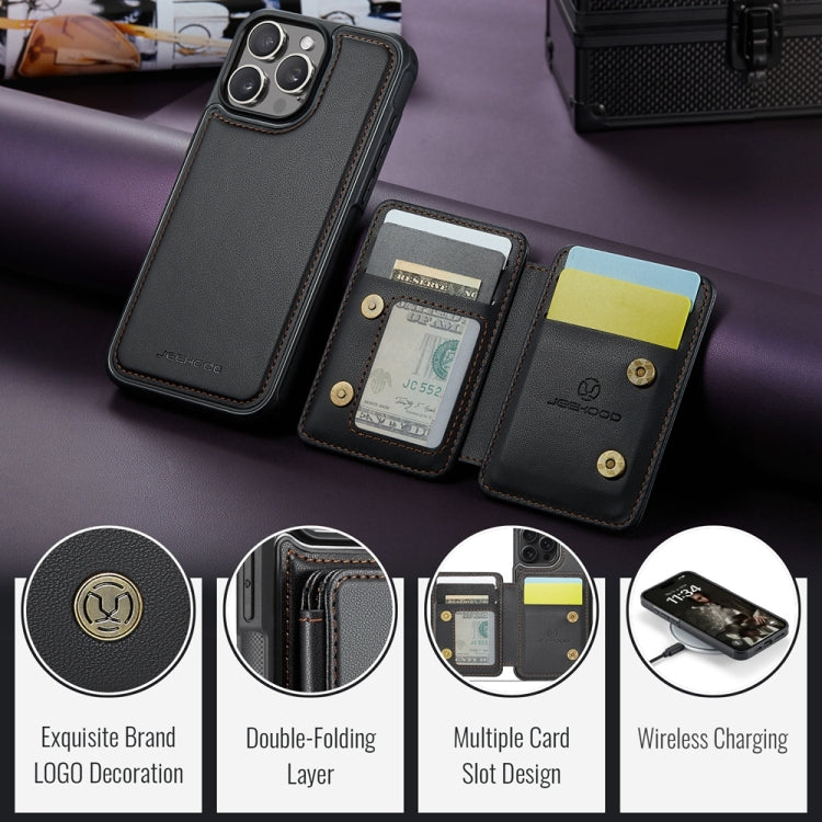 For iPhone 16 Pro JEEHOOD J05 Business Magnetic Style RFID Leather Phone Case(Black)