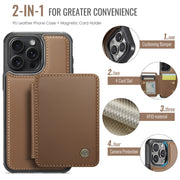 For iPhone 16 Pro JEEHOOD J05 Business Magnetic Style RFID Leather Phone Case(Brown)