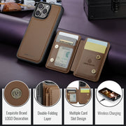 For iPhone 16 Pro JEEHOOD J05 Business Magnetic Style RFID Leather Phone Case(Brown)