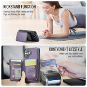 For iPhone 16 JEEHOOD J05 Business Magnetic Style RFID Leather Phone Case(Purple)