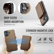 For iPhone 16 JEEHOOD J05 Business Magnetic Style RFID Leather Phone Case(Brown)