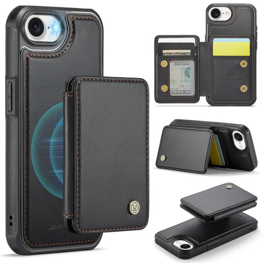 For iPhone 16e JEEHOOD J05 Business Magnetic Style RFID Leather Phone Case(Black) - free shipping - PMC Jewellery - Order now!