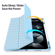For iPad Air 13 2024 / 2025 DUX DUCIS TOBY Series Antiskid Leather Tablet Case with Sleep / Wake-up Function(Blue)