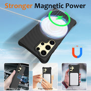 For Samsung Galaxy S25 Ultra 5G Wave Texture MagSafe Magnetic Liquid Silicone Phone Case(Black)