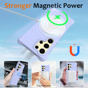 For Samsung Galaxy S25 Ultra 5G Wave Texture MagSafe Magnetic Liquid Silicone Phone Case(Purple)