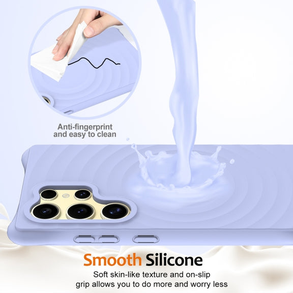 For Samsung Galaxy S25 Ultra 5G Wave Texture MagSafe Magnetic Liquid Silicone Phone Case(Purple)