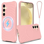 For Samsung Galaxy S25+ 5G Wave Texture MagSafe Magnetic Liquid Silicone Phone Case(Pink)