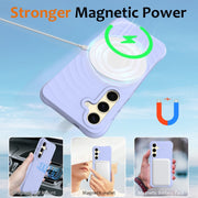 For Samsung Galaxy S25+ 5G Wave Texture MagSafe Magnetic Liquid Silicone Phone Case(Purple)