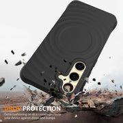 For Samsung Galaxy S25 5G Wave Texture MagSafe Magnetic Liquid Silicone Phone Case(Black)