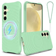 For Samsung Galaxy S25 5G Wave Texture MagSafe Magnetic Liquid Silicone Phone Case(Green) - Galaxy S25 5G Cases by PMC Jewellery | Online Shopping South Africa | PMC Jewellery | Buy Now Pay Later Mobicred