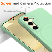 For Samsung Galaxy S25 5G Wave Texture MagSafe Magnetic Liquid Silicone Phone Case(Green)