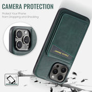 For iPhone 15 Pro Max Fierre Shann Cowhide Vertical Flip Magnetic Card Holder Phone Case(Green)