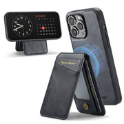 For iPhone 16 Pro Max Fierre Shann Cowhide Vertical Flip Magnetic Card Holder Phone Case(Black)