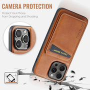 For iPhone 16 Pro Max Fierre Shann Cowhide Vertical Flip Magnetic Card Holder Phone Case(Brown)