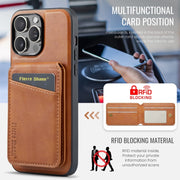 For iPhone 16 Pro Max Fierre Shann Cowhide Vertical Flip Magnetic Card Holder Phone Case(Brown)