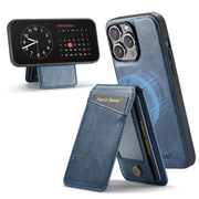 For iPhone 16 Pro Max Fierre Shann Cowhide Vertical Flip Magnetic Card Holder Phone Case(Blue)