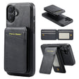 For iPhone 16 Plus Fierre Shann Cowhide Vertical Flip Magnetic Card Holder Phone Case(Black) - free shipping - PMC TechLife - Order now!