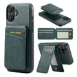 For iPhone 16 Plus Fierre Shann Cowhide Vertical Flip Magnetic Card Holder Phone Case(Green) - free shipping - PMC TechLife - Order now!