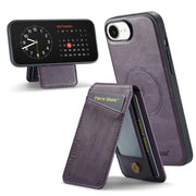 For iPhone 16e Fierre Shann Cowhide Vertical Flip Magnetic Card Holder Phone Case(Purple)