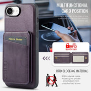 For iPhone 16e Fierre Shann Cowhide Vertical Flip Magnetic Card Holder Phone Case(Purple)