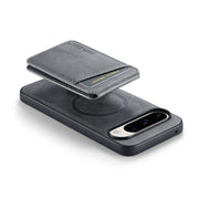 For Google Pixel 9 Pro Fierre Shann Cowhide Vertical Flip Magnetic Card Holder Phone Case(Grey)