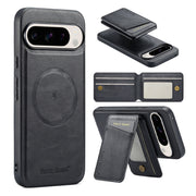 For Google Pixel 9 Fierre Shann Cowhide Vertical Flip Magnetic Card Holder Phone Case(Black)
