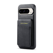 For Google Pixel 9 Fierre Shann Cowhide Vertical Flip Magnetic Card Holder Phone Case(Black)
