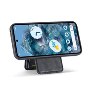 For Google Pixel 9 Fierre Shann Cowhide Vertical Flip Magnetic Card Holder Phone Case(Black)