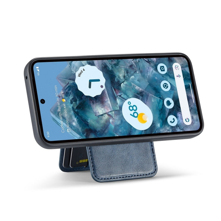 For Google Pixel 9 Fierre Shann Cowhide Vertical Flip Magnetic Card Holder Phone Case(Blue)