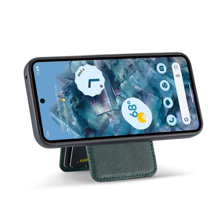For Google Pixel 9 Fierre Shann Cowhide Vertical Flip Magnetic Card Holder Phone Case(Green)