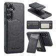 For Samsung Galaxy S24+ 5G Fierre Shann Cowhide Vertical Flip Magnetic Card Holder Phone Case(Black) - Galaxy S24+ 5G Cases by FIERRE SHANN | Online Shopping South Africa | PMC Jewellery | Buy Now Pay Later Mobicred