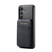 For Samsung Galaxy S24+ 5G Fierre Shann Cowhide Vertical Flip Magnetic Card Holder Phone Case(Black)
