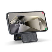 For Samsung Galaxy S24+ 5G Fierre Shann Cowhide Vertical Flip Magnetic Card Holder Phone Case(Black)
