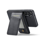 For Samsung Galaxy S24+ 5G Fierre Shann Cowhide Vertical Flip Magnetic Card Holder Phone Case(Black)