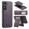 For Samsung Galaxy S24+ 5G Fierre Shann Cowhide Vertical Flip Magnetic Card Holder Phone Case(Purple) - free shipping - PMC Jewellery - Order now!