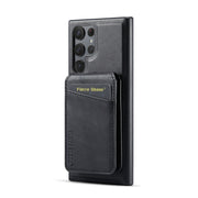 For Samsung Galaxy S24 Ultra 5G Fierre Shann Cowhide Vertical Flip Magnetic Card Holder Phone Case(Black)
