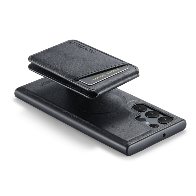 For Samsung Galaxy S24 Ultra 5G Fierre Shann Cowhide Vertical Flip Magnetic Card Holder Phone Case(Black)