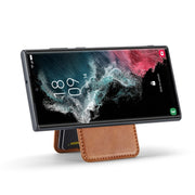 For Samsung Galaxy S24 Ultra 5G Fierre Shann Cowhide Vertical Flip Magnetic Card Holder Phone Case(Brown)