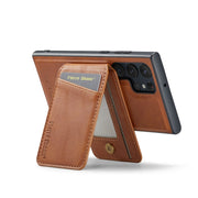 For Samsung Galaxy S24 Ultra 5G Fierre Shann Cowhide Vertical Flip Magnetic Card Holder Phone Case(Brown)