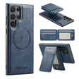 For Samsung Galaxy S24 Ultra 5G Fierre Shann Cowhide Vertical Flip Magnetic Card Holder Phone Case(Blue) - free shipping - PMC Jewellery - Order now!