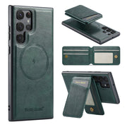 For Samsung Galaxy S24 Ultra 5G Fierre Shann Cowhide Vertical Flip Magnetic Card Holder Phone Case(Green)