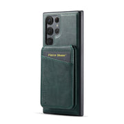 For Samsung Galaxy S24 Ultra 5G Fierre Shann Cowhide Vertical Flip Magnetic Card Holder Phone Case(Green)