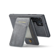 For Samsung Galaxy S24 Ultra 5G Fierre Shann Cowhide Vertical Flip Magnetic Card Holder Phone Case(Grey)