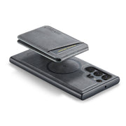 For Samsung Galaxy S24 Ultra 5G Fierre Shann Cowhide Vertical Flip Magnetic Card Holder Phone Case(Grey)