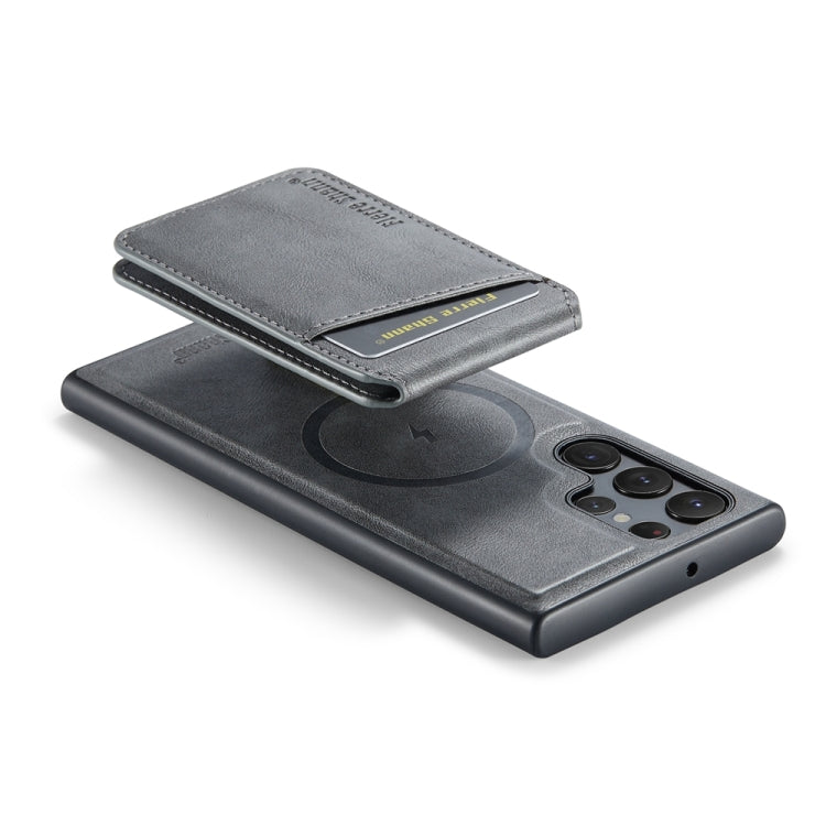 For Samsung Galaxy S24 Ultra 5G Fierre Shann Cowhide Vertical Flip Magnetic Card Holder Phone Case(Grey)