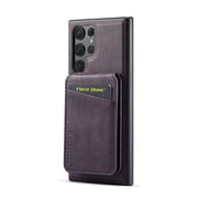 For Samsung Galaxy S24 Ultra 5G Fierre Shann Cowhide Vertical Flip Magnetic Card Holder Phone Case(Purple)