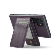 For Samsung Galaxy S24 Ultra 5G Fierre Shann Cowhide Vertical Flip Magnetic Card Holder Phone Case(Purple)