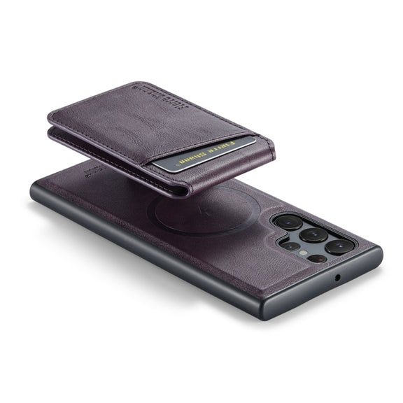 For Samsung Galaxy S24 Ultra 5G Fierre Shann Cowhide Vertical Flip Magnetic Card Holder Phone Case(Purple)